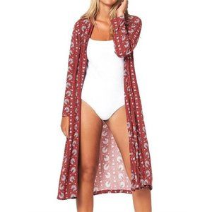TIGERLILY Hamilton Red Long Duster Kimono